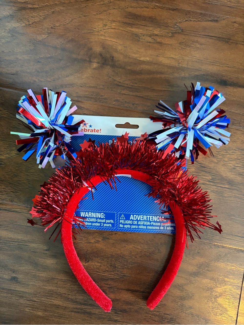 Kids Red Patriotic Pom Headband - Picture 2 of 3